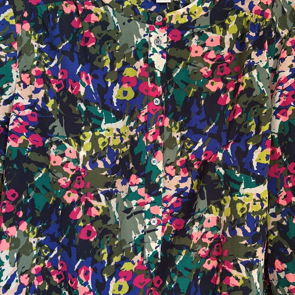 J.Crew Floral Multi-Color Long-Sleeve Blouse Size Medium - Picture 5 of 8
